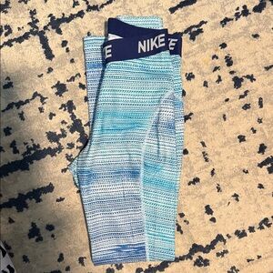 Nike Dri-Fit Aqua and Navy Patterned Leggings